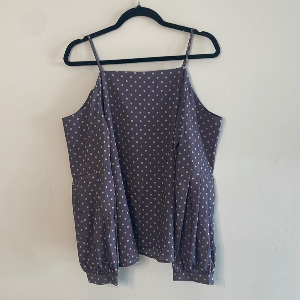 J.O.A. Los Angeles Mauve Dot Blouse Size Large